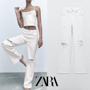 パンツ JCAESAR Distressed White Wide-Leg Denim Distressed White Wide-Leg Denim Pants - BCAESAR